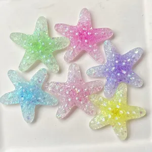 Charmants accessoires d'étoiles de mer en résine pailletée pour pinces à cheveux et chaussures