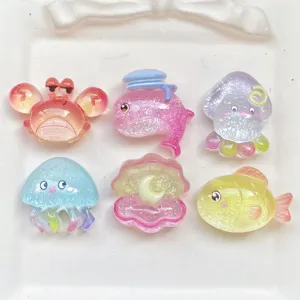 Süsse Glitzer Harz Meeresstiere Charms für Handyhüllen Haarnadeln DIY Handwerk Dekoration