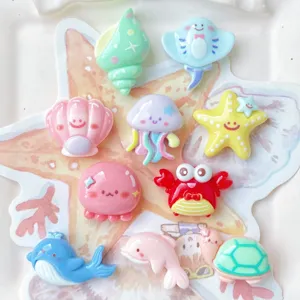 Kleine bunte Harz Ozean Tiere Cabochons süße Seestern Wal DIY Handytasche Zubehör