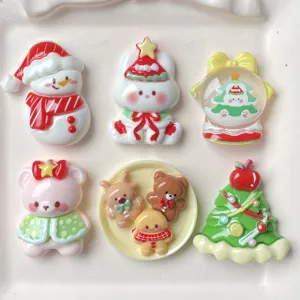 Christmas resin flatback charms DIY accessories for phone case keychain hair clips decor