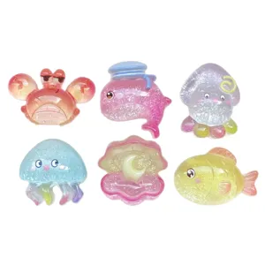transparente Glitzer Meerestiere Harz Charms fuer DIY Handyhuellen Haarnadeln und Clogs