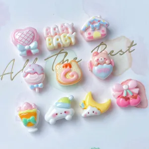 Cute cartoon resin charms for DIY handmade hair clips, phone cases and shoes decor.