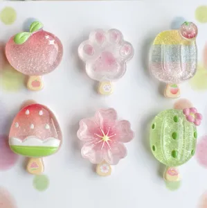 Ciondoli in resina glitter trasparente frutta fiore di ciliegio zampa di gatto per fai da te.