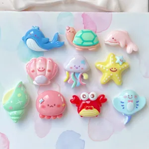 Bunte Meerestiere Harz Charms, süße flache Cabochons für DIY Handyhülle und Haarschmuck.