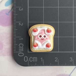 Cute strawberry toast resin cabochons DIY craft accessories for phone case shoes decoration