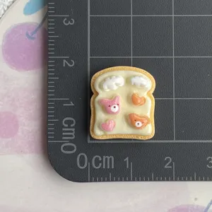 Cute toast resin charm cute bear shoe decoration DIY craft handmade resin cabochon accessory