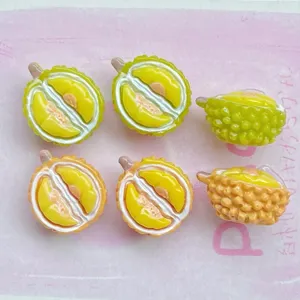 Cabochons en résine mini durian demi-3D créatifs breloques DIY mignons décors de bureau.