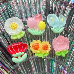 Mini cabochons de fleurs en resine transparente pour accessoires de bricolage DIY