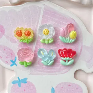 Mini cabochons de fleurs en résine transparente accessoires DIY pour pinces à cheveux.