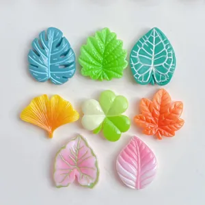Detalle colgante hoja planta resina, colorido mini monstera ginkgo arce suministros de bricolaje.