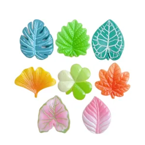 Mini conjunto de dijes de resina hojas monstera arce trébol para decoración funda móvil