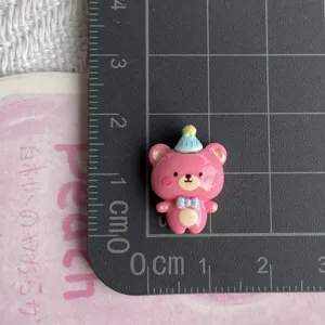 Mini resin cartoon bear charm party hat bow tie cabochon for DIY hair clips shoes making