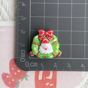 Christmas resin Santa Claus wreath flatback DIY hair clip phone case jewelry charm