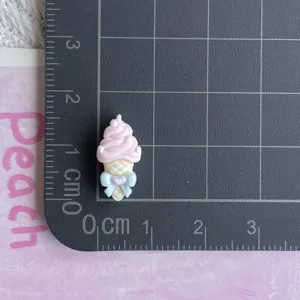 Mini cabochon gelato cono in resina con fiocco per cover cellulare accessorio fai da te