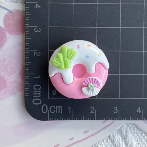 Ancient style donut resin charm detail, DIY miniature food cabochon for phone case hairpin.