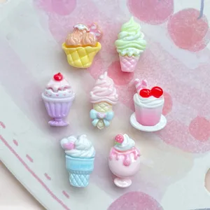 Mini resina gelato fragola cono ciondolo per custodia telefono forcina accessori