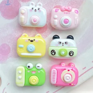 Cute animal camera resin charms set, flatback cabochons for DIY hair clips, keychains, and shoes.