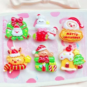 Christmas resin charms details, cute DIY accessories for hair clips and phone cases.