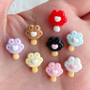 Mini bunte Katzenpfote Eis Stiel Harz Charms für DIY Handwerk und Haarnadel Schmuck Zubehör