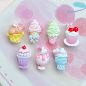 Mini cabochon gelato fragola in resina per custodia telefono fai da te decorazione capelli.