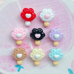 Mini Harz Katzenpfote Eis am Stiel Cabochons fuer DIY Haarklammern und Handyzubehoer.