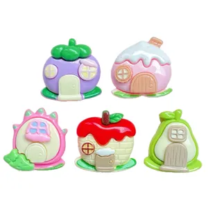 Niedliche Cartoon-Frucht-Harz-Flachrücken-Set, DIY-Bastel-Charms für Haarklammern, Handyhüllen.