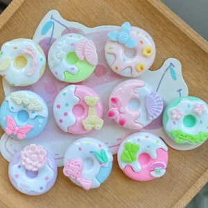 Cute resin donut charms flatback cabochons for DIY phone case hairpin jewelry making crafts