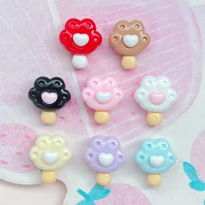 Mini bunte Katzenpfote Eiscreme Harz DIY Zubehör für handgemachte Haarklammern und Basteln.
