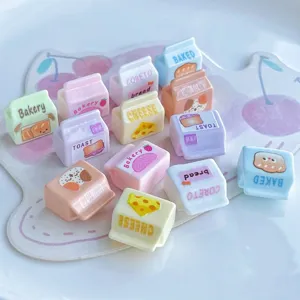 Mini Harz Brottüte Flache Rückseite Verzierungen Süße Cartoon Käse Toast Essen Cabochons Für DIY Handwerk Schlüsselanhänger Handyhülle Dekoration