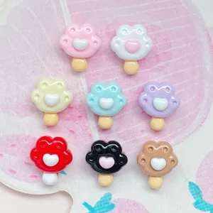 Mini bunte Harz Katzenpfote Eis Stiel Anhänger für DIY Handgemachte Handyhülle Haarnadel Zubehör