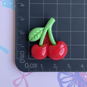 Large resin cherry charm red pink DIY accessory for hair clip phone case necklace