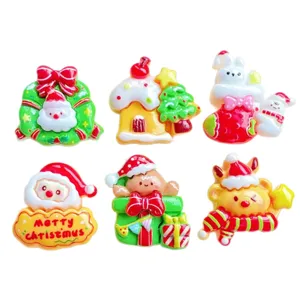 Christmas resin charms flatback cute Santa snowman DIY hair clips phone case accessories set