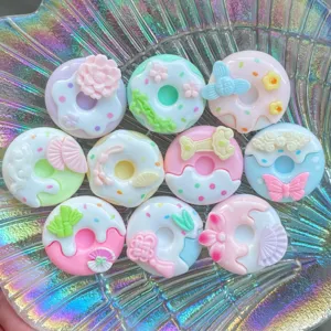 Cute resin donut charms flatback cabochons DIY phone case hair clip craft accessories