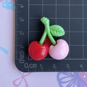 Large resin cherry charms red and pink cabochon DIY accessories for phone case necklace craft