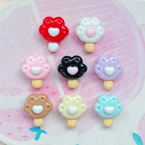 Mini Bunte Katzenpfote Harz Cabochons Flachrücken DIY Handwerk Zubehör für Haarspangen
