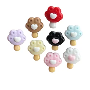 Mini bunte Katzenpfote Eis am Stiel Kunstharz Cabochons fuer DIY Haarklammer Bastelbedarf