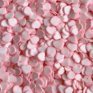 Tranches de pate polymere coeur rose pour artisanat DIY et decoration de coque de telephone.