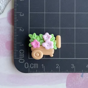Cabochon de carrito de flores de resina dije DIY para horquillas y fundas de movil