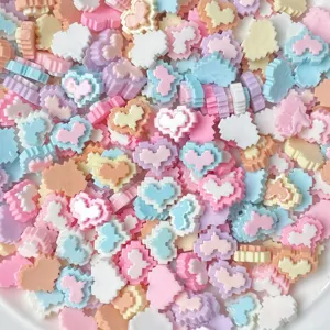 Mini ciondoli cuore pixel in resina colori misti per custodia telefono forcina DIY