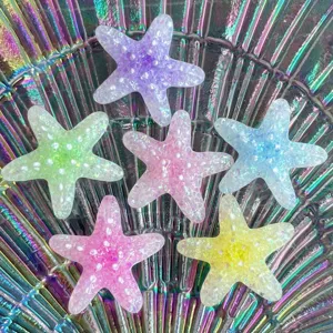 Breloques d'etoiles de mer en resine, accessoires DIY de etoile pour bricolage et chaussures.
