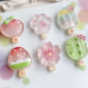 Ciondoli resina trasparente glitter, simpatici cabochon per bricolage e fermagli per capelli