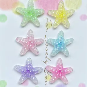 Breloques Étoile De Mer En Résine Dégradée Pour Création De Bijoux DIY Accessoires Barrette Pentagramme Artisanat Étoile De Mer Scintillante Breloques Pentagramme Décoratives