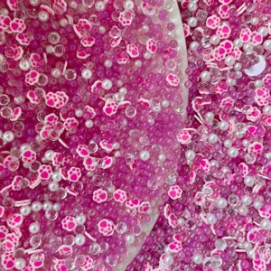 Pink clay cat paw pearls rhinestone mix beads DIY slime charms crafting materials
