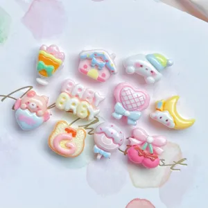 Cute cartoon resin charms and cabochons for DIY hair clips, phone cases, and shoe decoration.