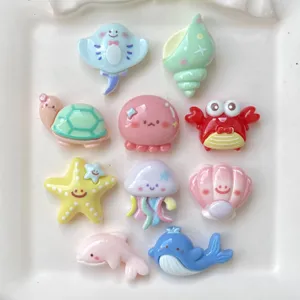 Süße Meeres-Tiere Harz-Charms Detail, bunte Oktopus Seestern Cabochons für DIY Handwerk.