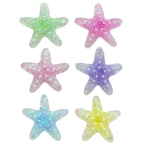 Charms d'etoile de mer en resine translucide, cabochons DIY colores pour epingles et sabots.