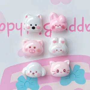 Mini resin cartoon animal head cabochons cute DIY nail art charms hairpin accessories material