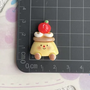 Hars kers pudding taart cabochon detail, schattig DIY koelkastmagneet telefoonhoesje patch.