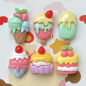 Cute resin ice cream cake cabochons for DIY crafts, phone cases, hair clips and shoe charms.