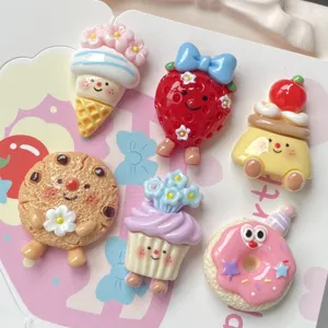 Hars cartoon voedsel DIY accessoires, schattige koekje en taart cabochons voor telefoonhoesje.